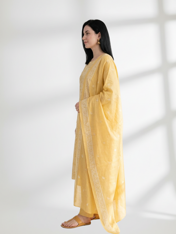 2-Piece Silk Lawn Set – Soft Yellow