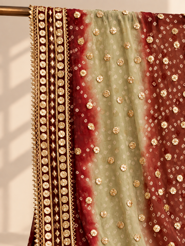Royale Mehroon Gota Shawl