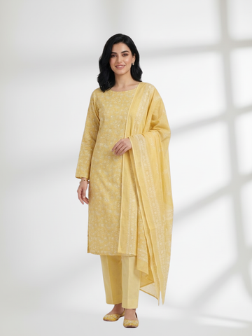 2-Piece Silk Lawn Set – Mustard Yellow