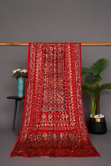 Printed Silk Handwork Dupatta