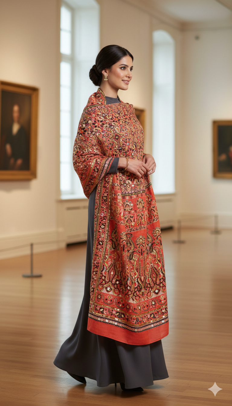 Printed Silk Handwork Dupatta
