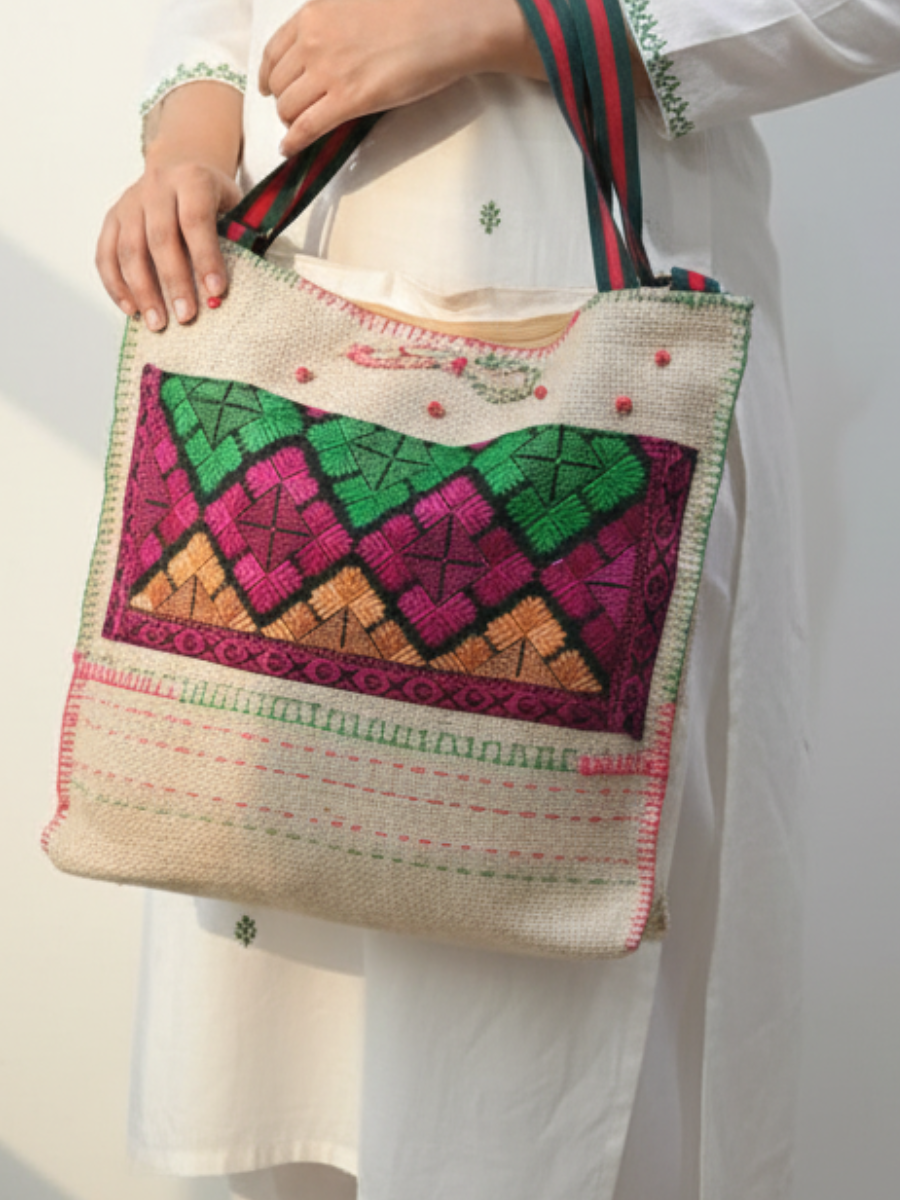 Embroidered Jute Bag