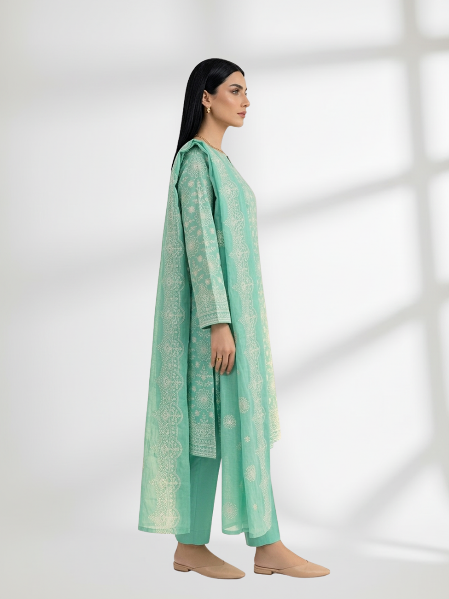 2-Piece Silk Lawn Set – Mint Green