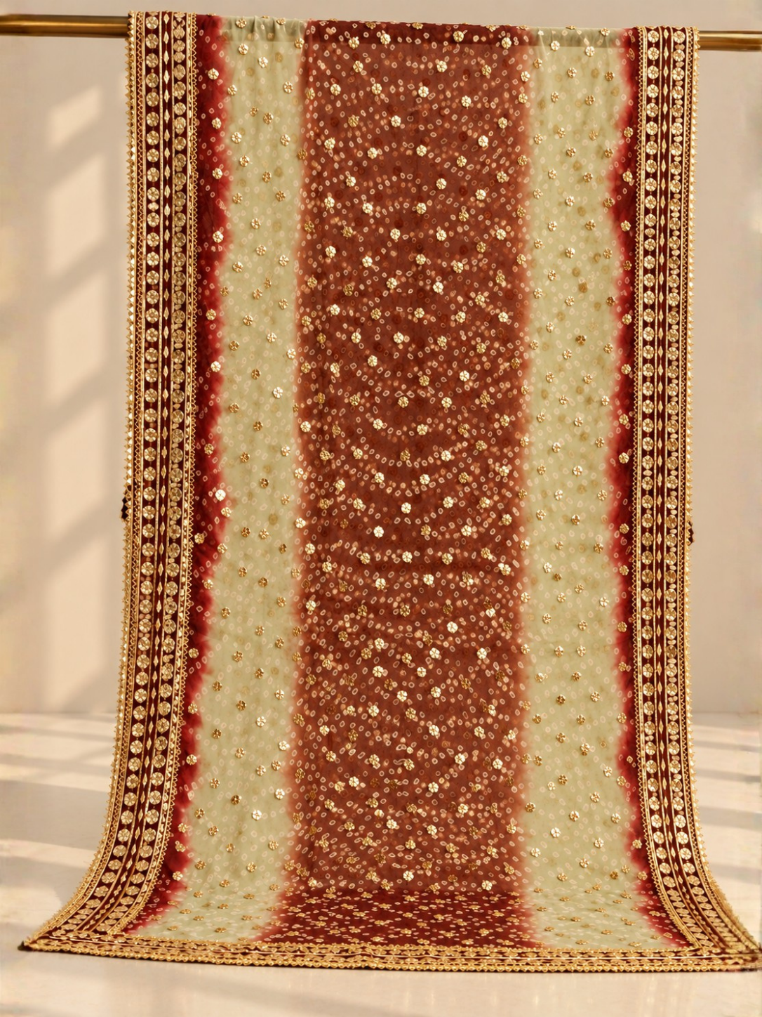 Royale Mehroon Gota Shawl
