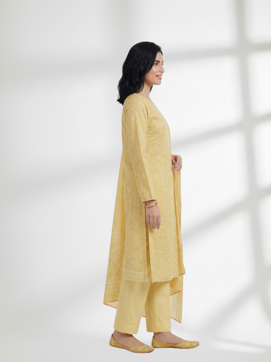 2-Piece Silk Lawn Set – Mustard Yellow