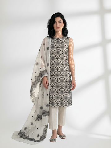 2-Piece Silk Lawn Set – Light Grey