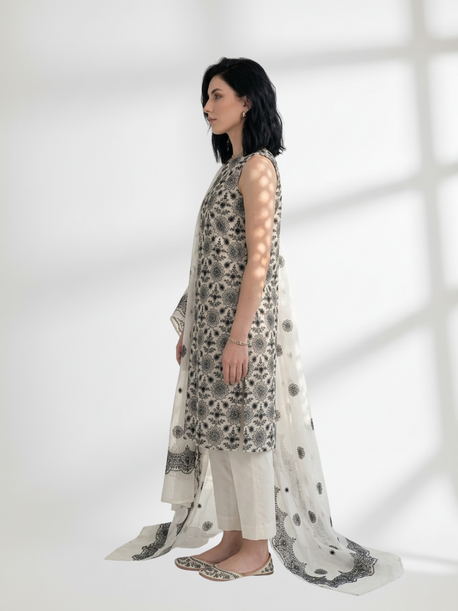 2-Piece Silk Lawn Set – Light Grey