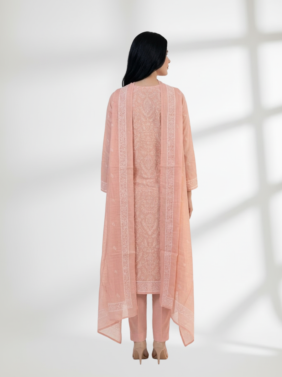 2-Piece Silk Lawn Set – Soft Peach