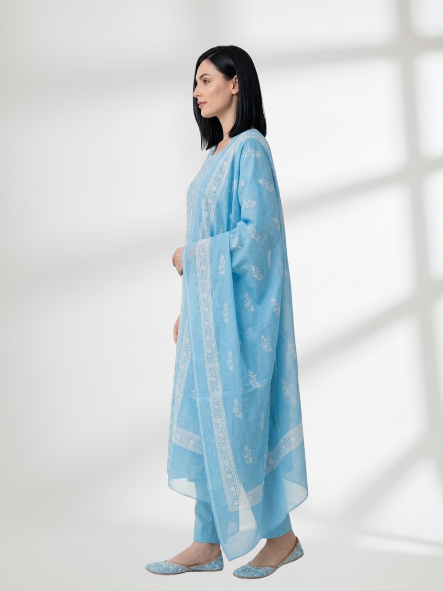 2-Piece Silk Lawn Set – Sky Blue