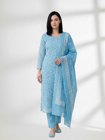 2-Piece Silk Lawn Set – Sky Blue