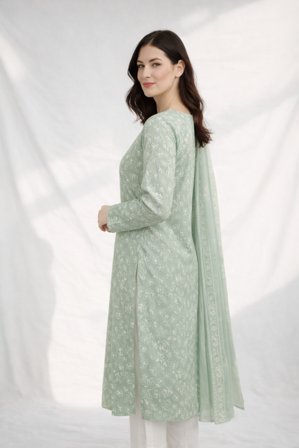 2-Piece Silk Lawn Set – Sage Green