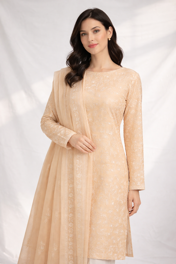 2-Piece Silk Lawn Set – Soft Beige