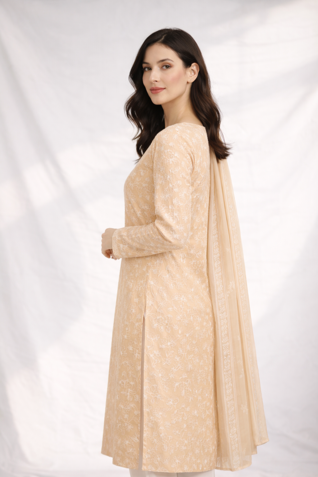 2-Piece Silk Lawn Set – Soft Beige
