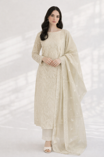 2-Piece Silk Lawn Set – Soft Beige
