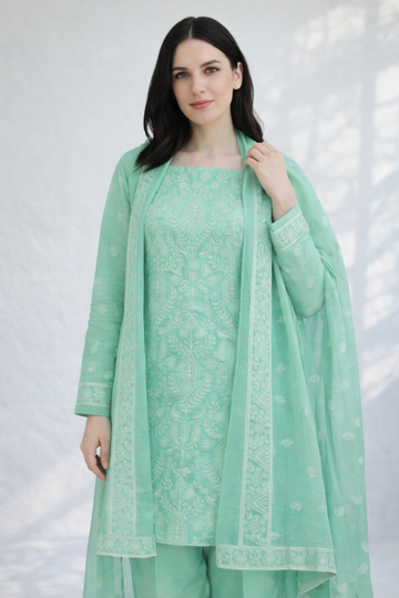 2-Piece Silk Lawn Set – Soft Green
