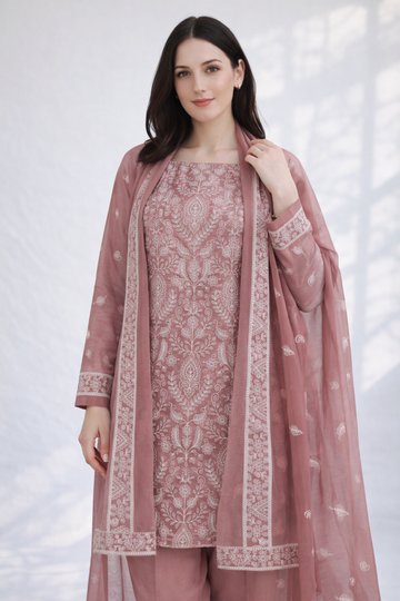 2-Piece Silk Lawn Set – Dusty Rose Pink