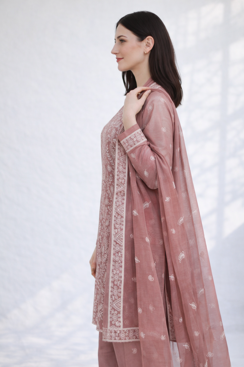 2-Piece Silk Lawn Set – Dusty Rose Pink