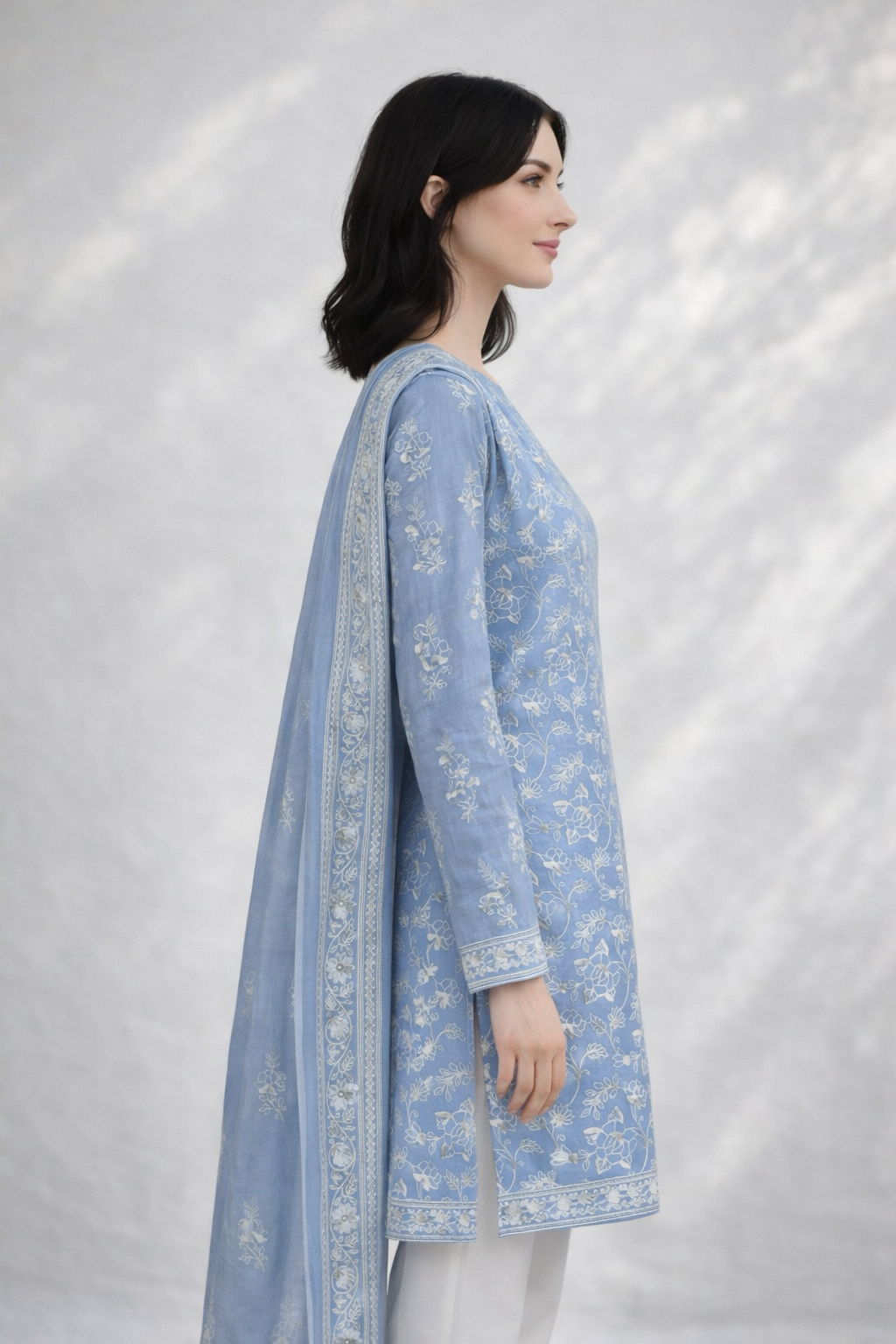 2-Piece Silk Lawn Set – Dusty Blue