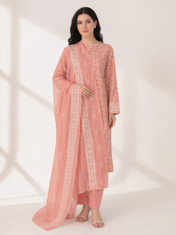 2-Piece Silk Lawn Set – Soft Peach