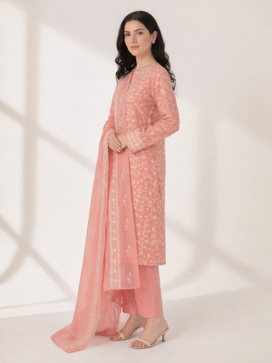 2-Piece Silk Lawn Set – Soft Peach
