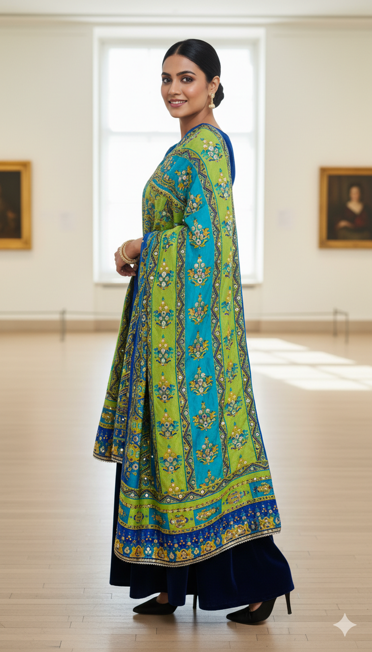 Printed Silk Handwork Dupatta