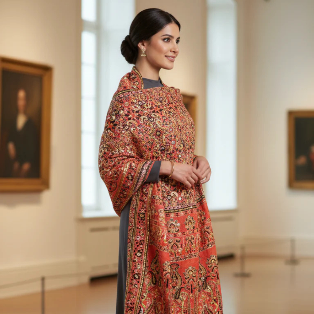 Printed Silk Handwork Dupatta
