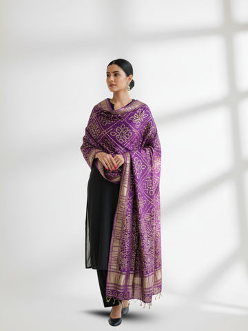 Pure Khaji Silk Mukesh Shawl