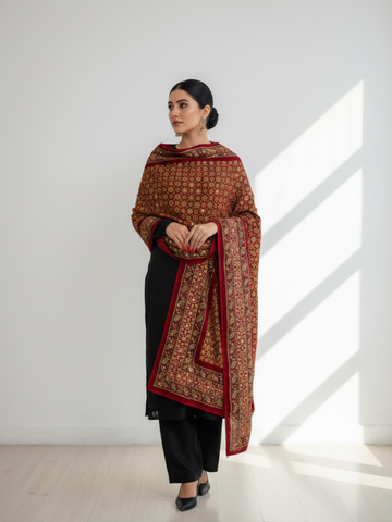 Printed Silk Handwork Shawl