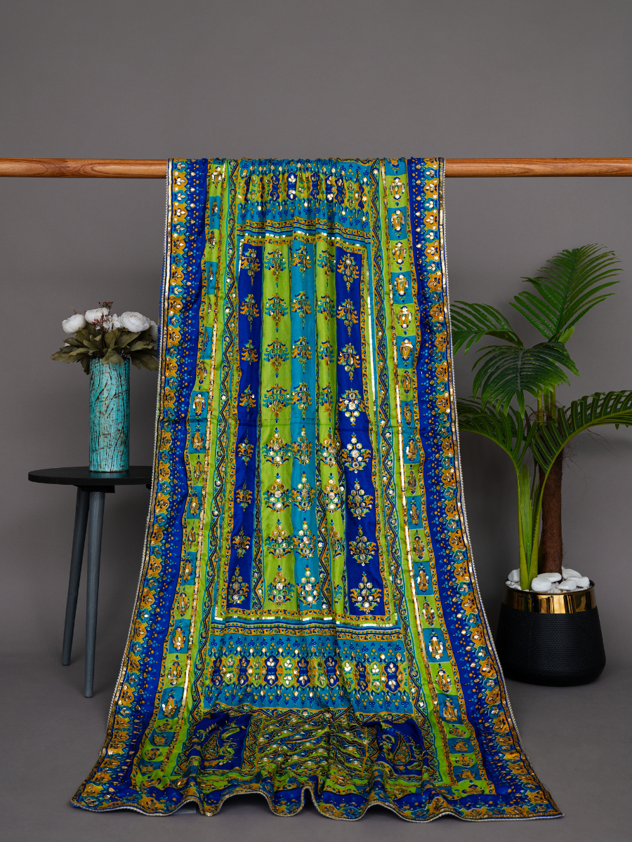 Printed Silk Handwork Shawl