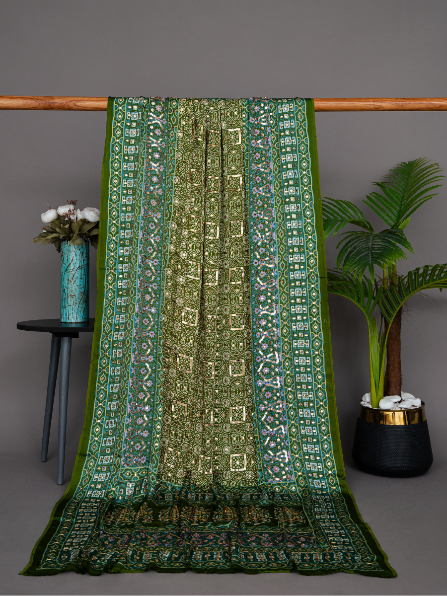 Printed Silk Handwork Shawl