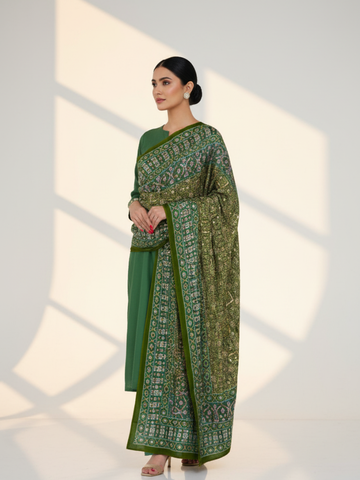 Printed Silk Handwork Shawl