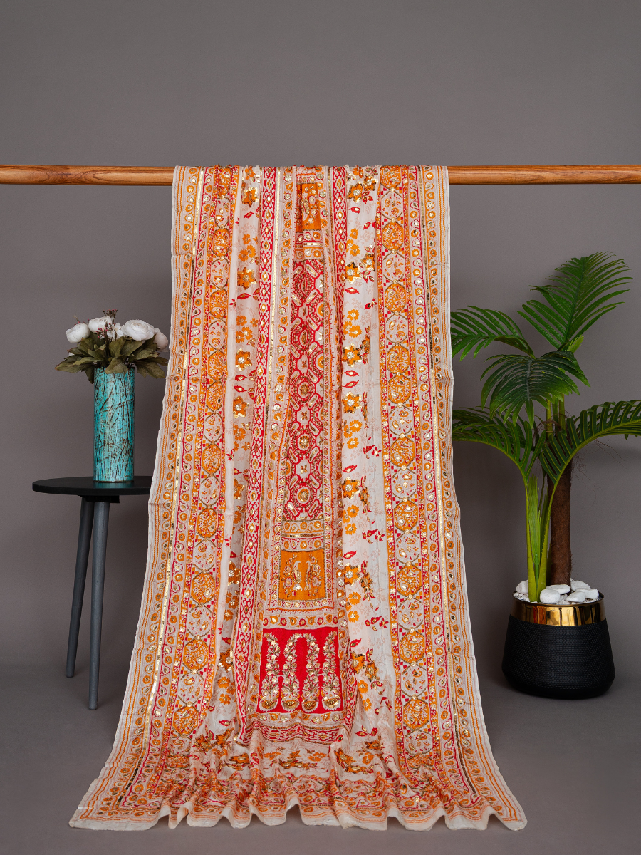 Printed Silk Handwork Shawl